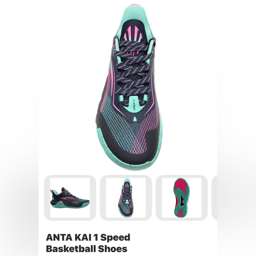 Men's Black and Teal Athletic Shoes - Picture 2 of 9